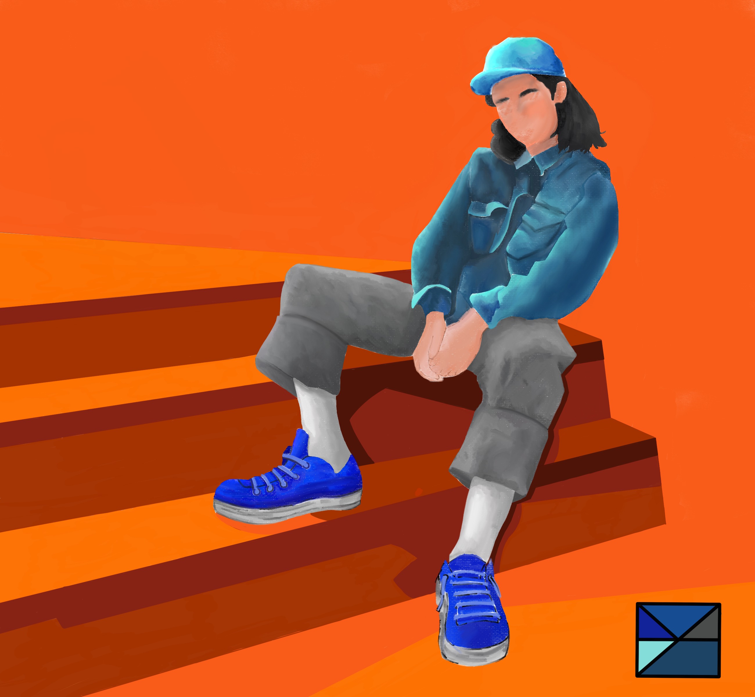 Blue in Orange
